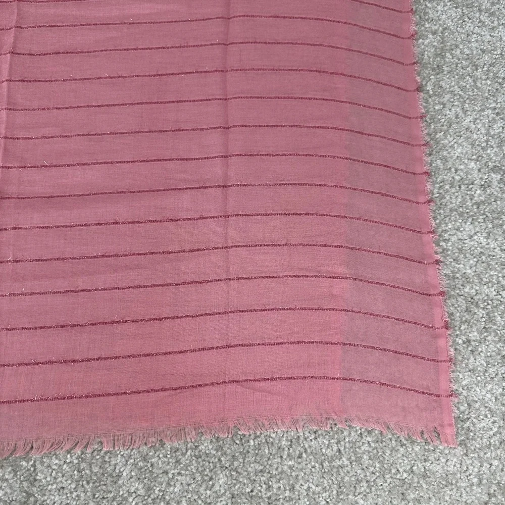Jasmine Pashmina Scarf Rose Pink Metallic Striped Fringe Wrap Made in Turkey